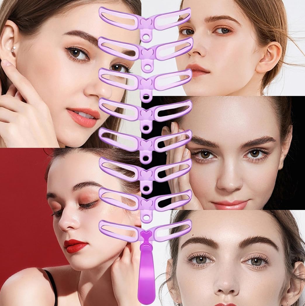 Eyebrow Stencils for Shaping,8 Styles Eye Brow Template Kit,Women,Purple | Features 8 Versatile Shapes from Natural to Bold.