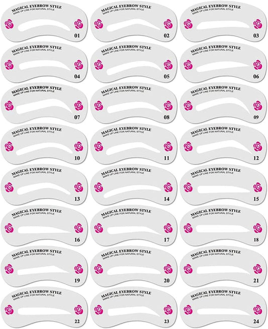 24 PCS Eyebrow Shaping Stencils, Eyebrow Grooming Stencil Kit | Shaping Templates DIY Tools for Eyebrows Shaping