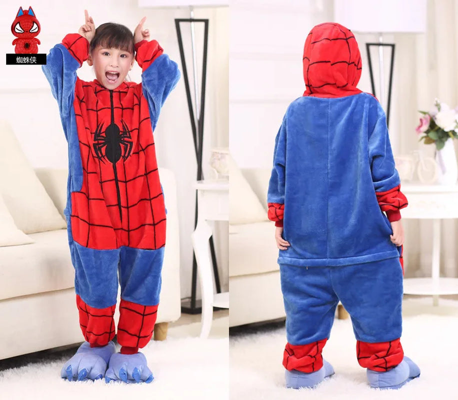 Spider Plush Onesie Pajamas for Adults Winter Fleece Sleepwear Cool Superhero Costume Birthday Christmas Gift