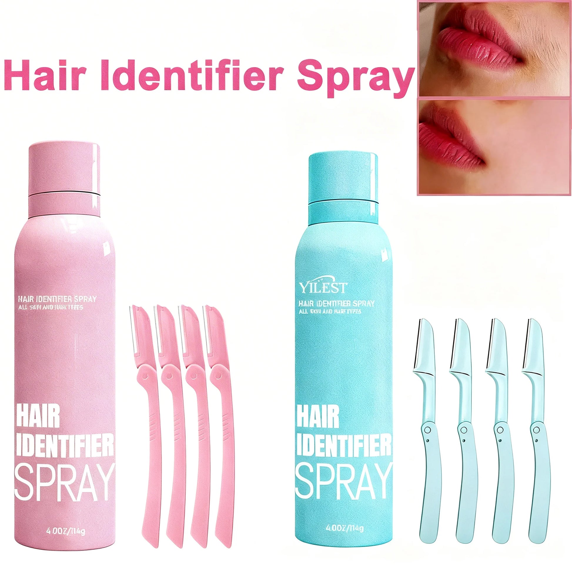 Hair Identifier Spray for Face Shaving,Skin Body Dermaplaning Spray with Razors,Moisturizing and Skin Care Set Hair Removal Kit