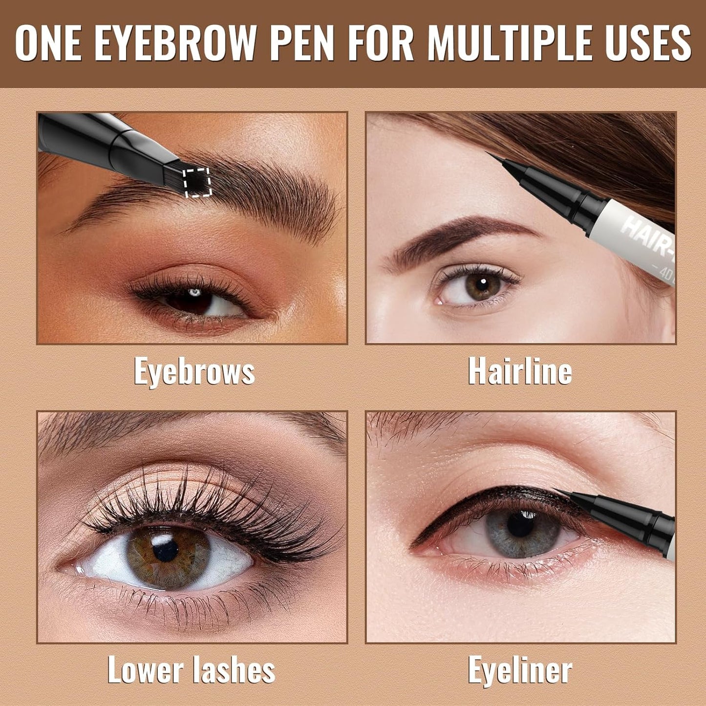 Eyebrow Pen - Eyebrow Pencil,2-In-1 Eyeliner Dual-Ended Brush-Tip Microblading 4D Eyebrow Pencils for Women,Long Lasting Waterproof Hair-Like Brow Pencil,With Eyebrow Brush,Darkbrown
