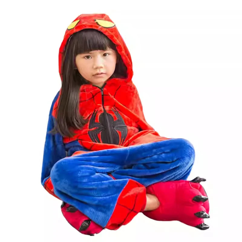 Spider Plush Onesie Pajamas for Adults Winter Fleece Sleepwear Cool Superhero Costume Birthday Christmas Gift