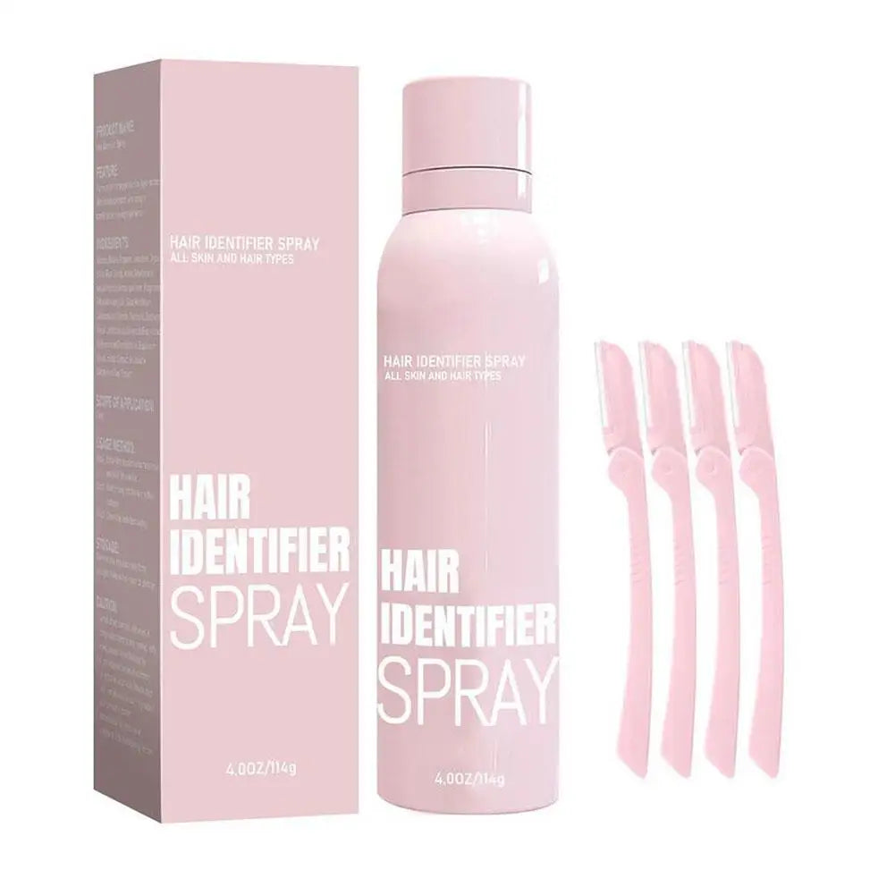 Hair Identifier Spray for Face Shaving,Skin Body Dermaplaning Spray with Razors,Moisturizing and Skin Care Set Hair Removal Kit