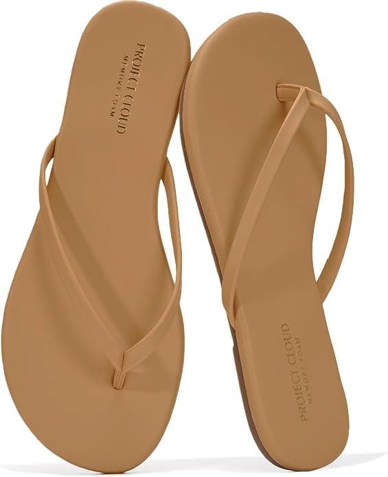 Flip Flops for Women Memory Foam Flats Sandals (Foundations) | Lightweight and Durable Non-Slip Solewomens Sandals - Beach Essentials Womens Flat Sandals for Everyday Comfort Daily Wear