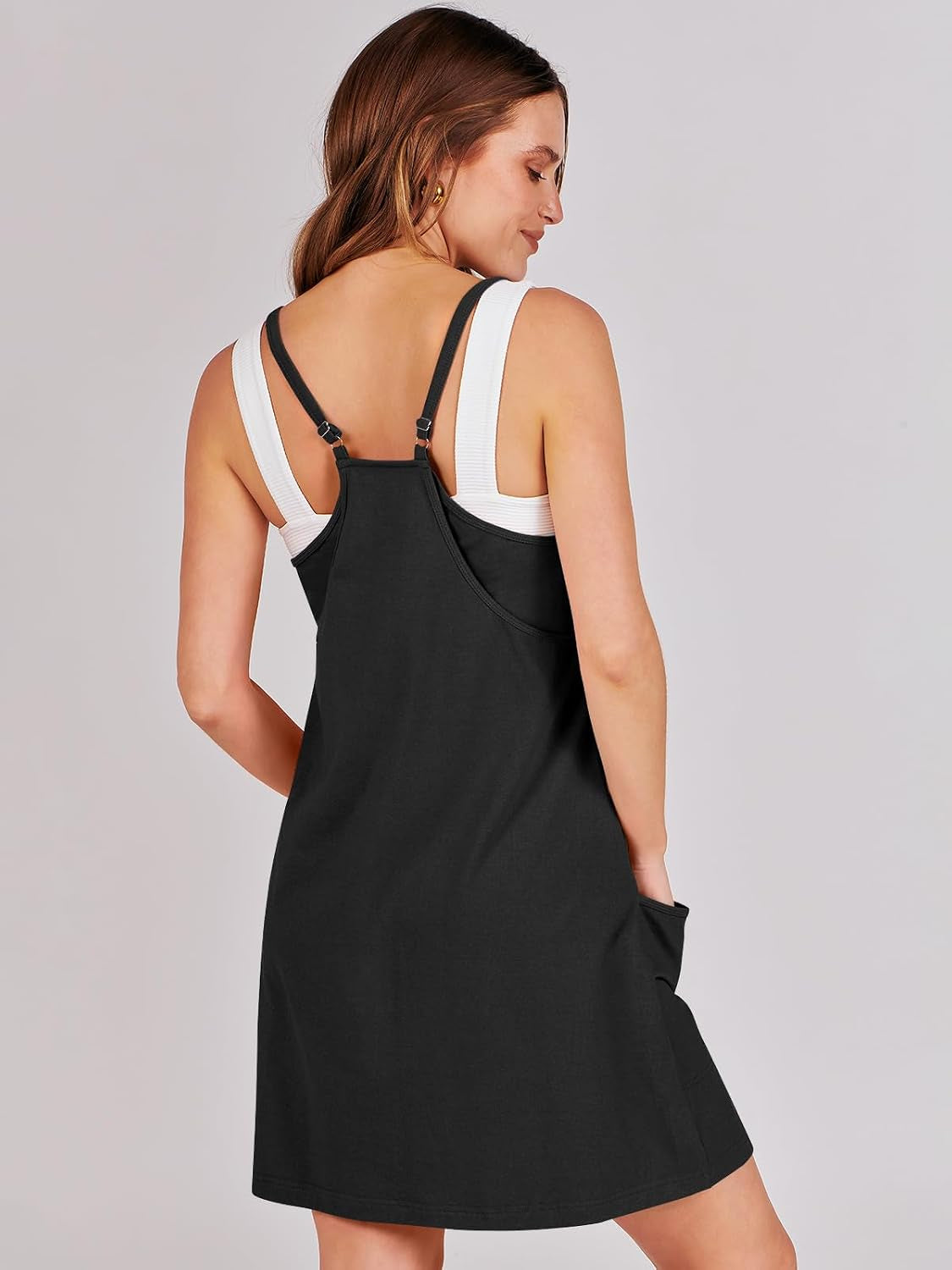 Women Athletic Dress Summer Tennis Workout Active Sports Mini Romper Dress Built in Shorts Travel Vacation Clothes