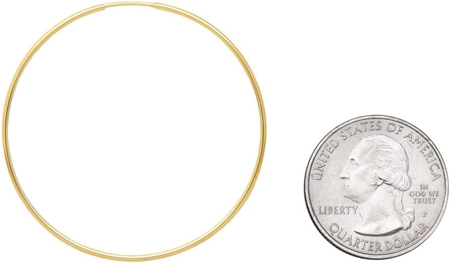 Genuine 14K Gold Endless Hoop Earrings, 1.25Mm Thick Tube