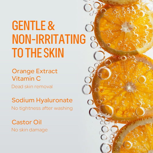 2Pcs Orange Enzyme Exfoliating Gel for Face and Body, Deep Clean Pores, Remove Blackheads, Exfoliating Moisturizing Natural Orange Peeling Gel Scrub for All Types Skin