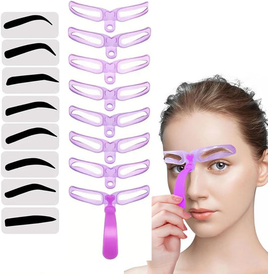 Eyebrow Stencils for Shaping,8 Styles Eye Brow Template Kit,Women,Purple | Features 8 Versatile Shapes from Natural to Bold.