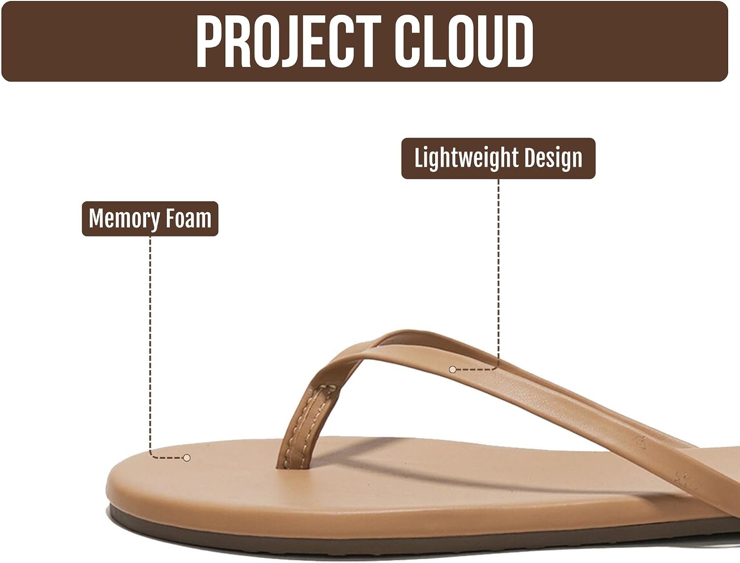 Flip Flops for Women Memory Foam Flats Sandals (Foundations) | Lightweight and Durable Non-Slip Solewomens Sandals - Beach Essentials Womens Flat Sandals for Everyday Comfort Daily Wear