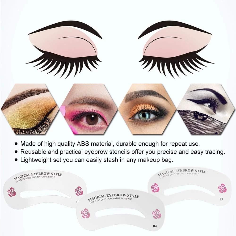 24 PCS Eyebrow Shaping Stencils,  Eyebrow Grooming Stencil Kit | Shaping Templates DIY Tools for Eyebrows Shaping