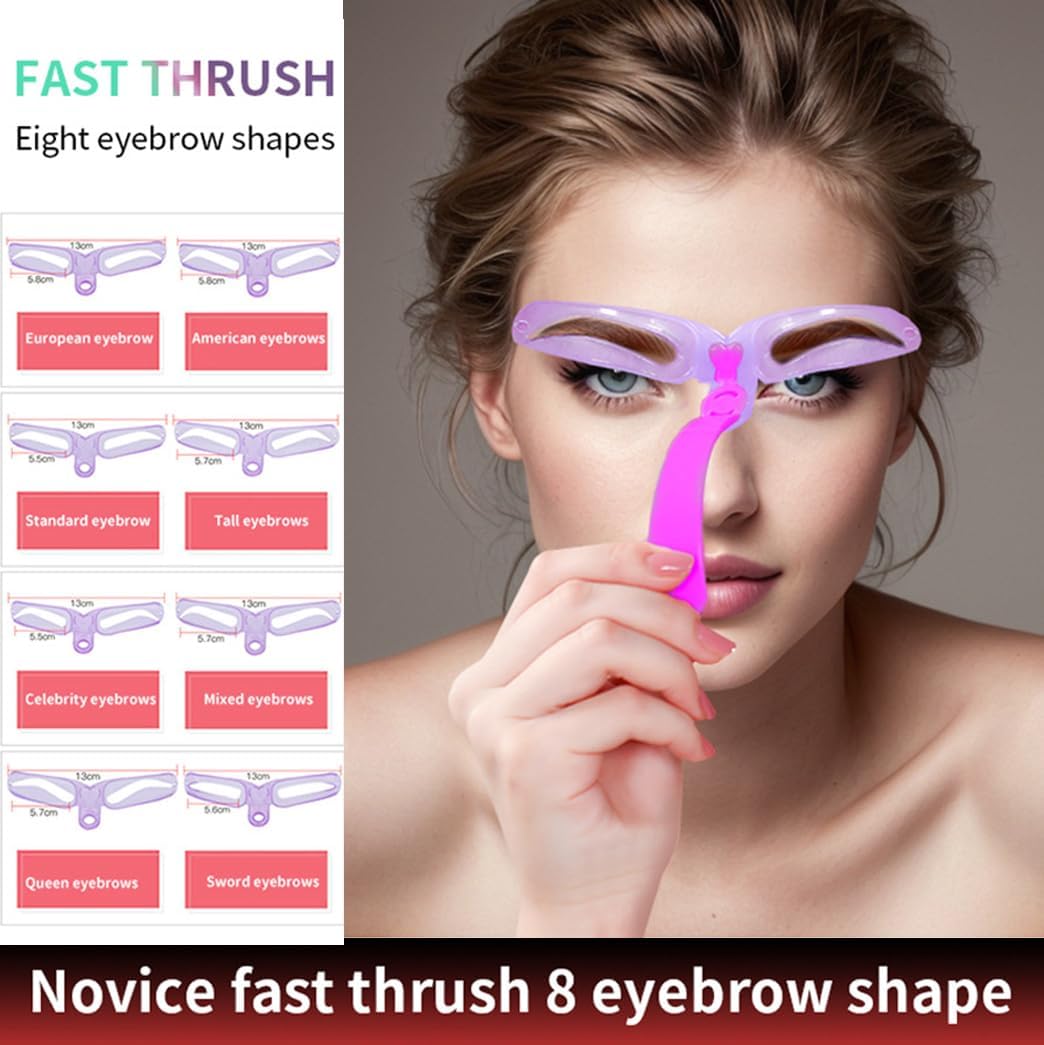 Eyebrow Stencils for Shaping,8 Styles Eye Brow Template Kit,Women,Purple | Features 8 Versatile Shapes from Natural to Bold.