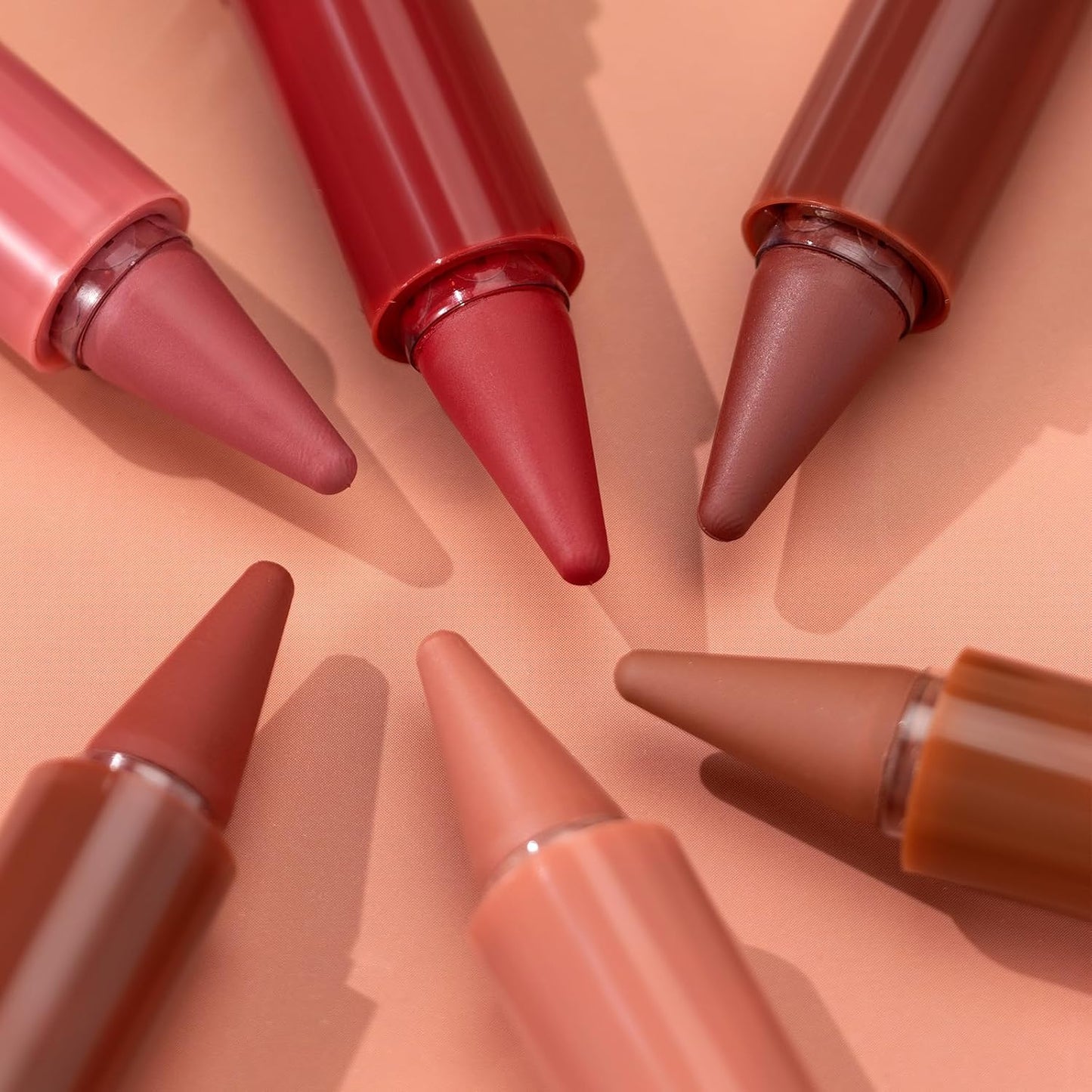 6 Pcs Gradient Lip Liner and Lipstick Combo Set - 2-In-1 Ombre Lipstick & Brown Lip Liner Duo - Waterproof, Long-Lasting, Matte Finish - Smudge-Proof, Full Coverage Lip Kit for Fuller & Plumper Lips