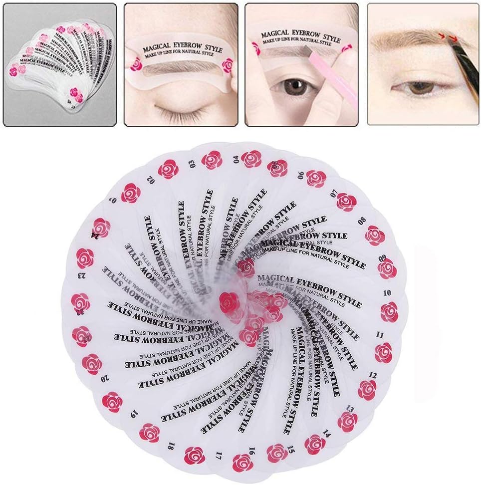 24 PCS Eyebrow Shaping Stencils,  Eyebrow Grooming Stencil Kit | Shaping Templates DIY Tools for Eyebrows Shaping