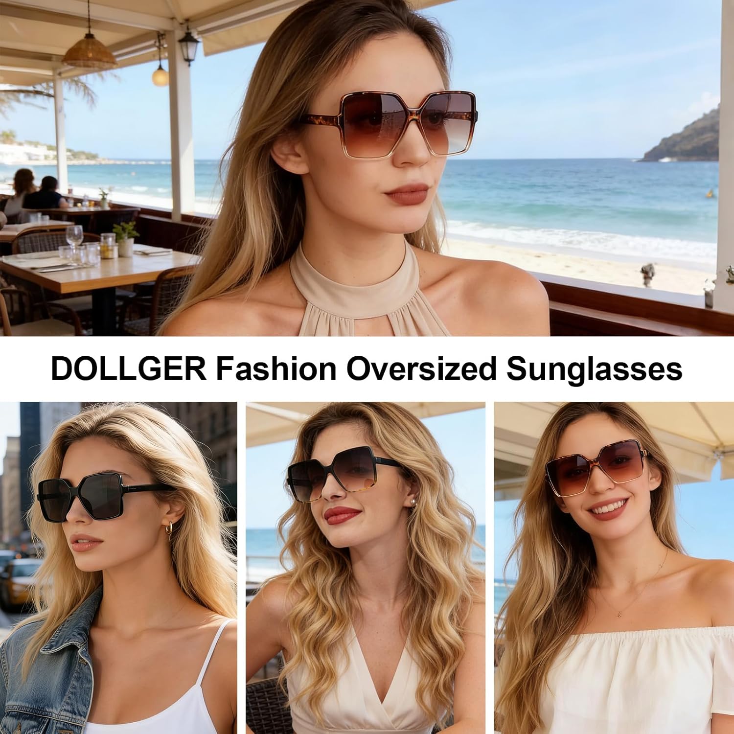 Oversized Square Sunglasses for Women Big Large Wide Trendy Shades | UV400 Protection Extra Huge Black Fashion Sun Glasses,Driving,Travel Beach,70S 80S Outfit Accessories