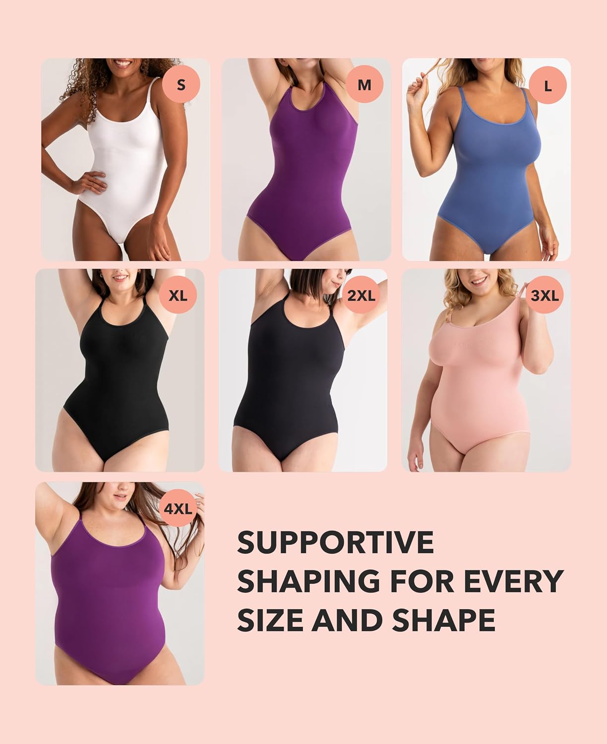 Thong Bodysuit & Brief, Tummy Control Shapewear for Women | Seamless Scoop Neck Bodysuit with 360° Tummy and Back Smoothing, Adjustable Straps and Gusset Closure; Choose Brief or Thong.