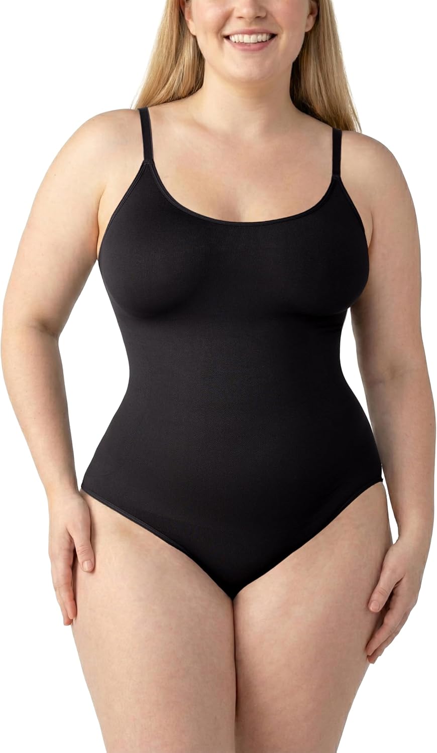 Thong Bodysuit & Brief, Tummy Control Shapewear for Women | Seamless Scoop Neck Bodysuit with 360° Tummy and Back Smoothing, Adjustable Straps and Gusset Closure; Choose Brief or Thong.