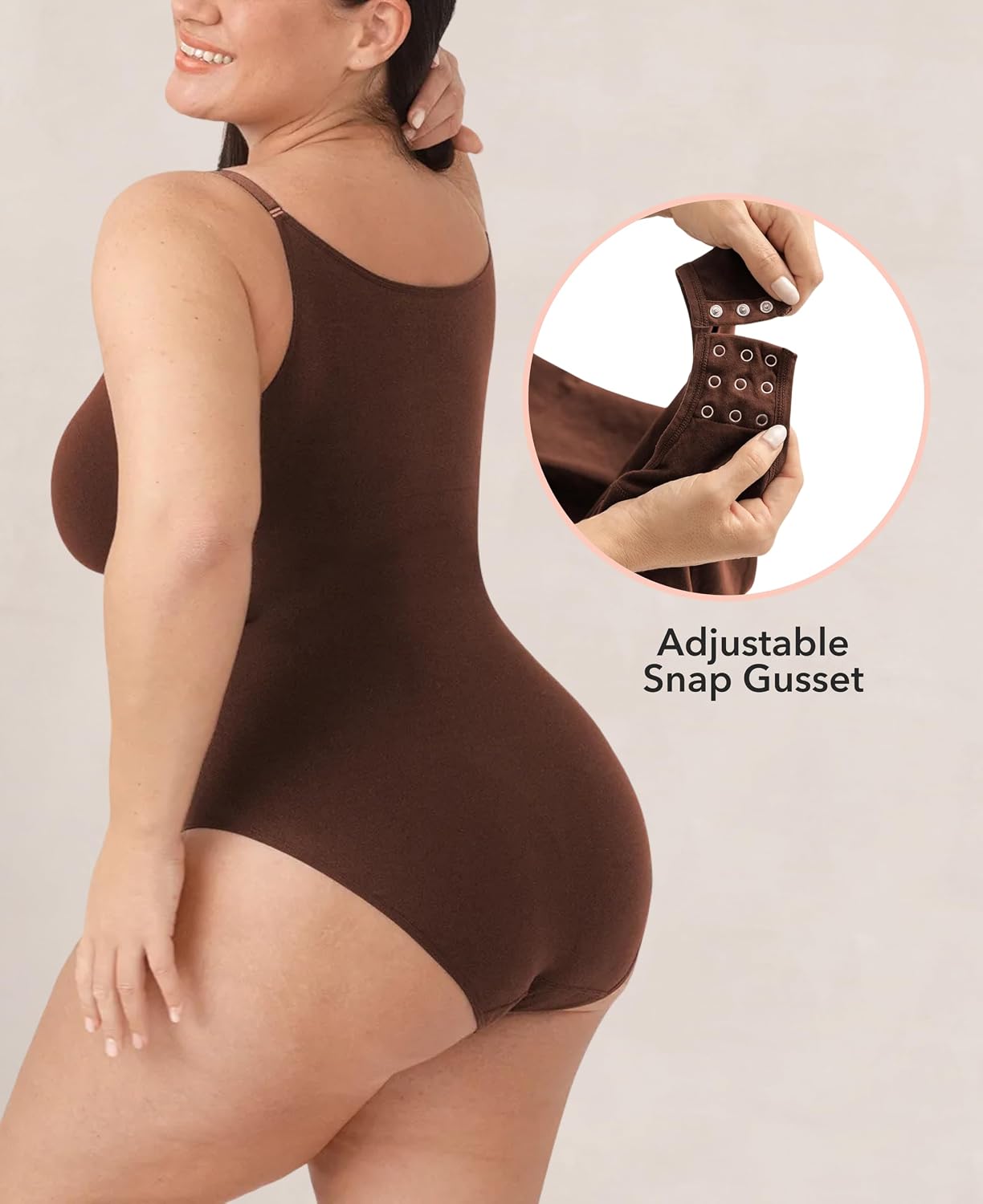 Thong Bodysuit & Brief, Tummy Control Shapewear for Women | Seamless Scoop Neck Bodysuit with 360° Tummy and Back Smoothing, Adjustable Straps and Gusset Closure; Choose Brief or Thong.