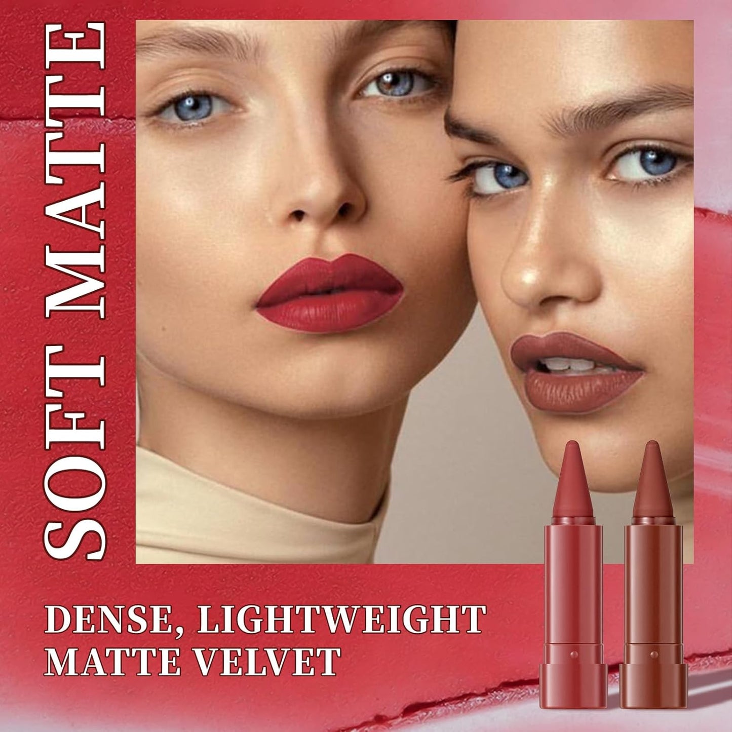 6 Pcs Gradient Lip Liner and Lipstick Combo Set - 2-In-1 Ombre Lipstick & Brown Lip Liner Duo - Waterproof, Long-Lasting, Matte Finish - Smudge-Proof, Full Coverage Lip Kit for Fuller & Plumper Lips
