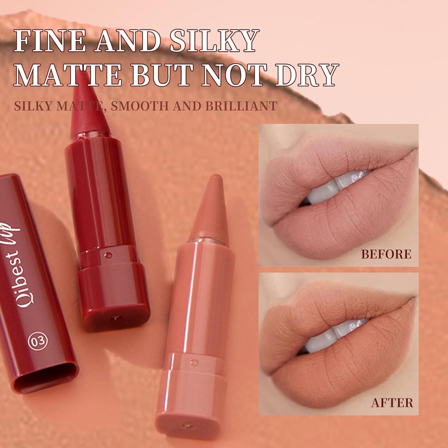 6 Pcs Gradient Lip Liner and Lipstick Combo Set - 2-In-1 Ombre Lipstick & Brown Lip Liner Duo - Waterproof, Long-Lasting, Matte Finish - Smudge-Proof, Full Coverage Lip Kit for Fuller & Plumper Lips