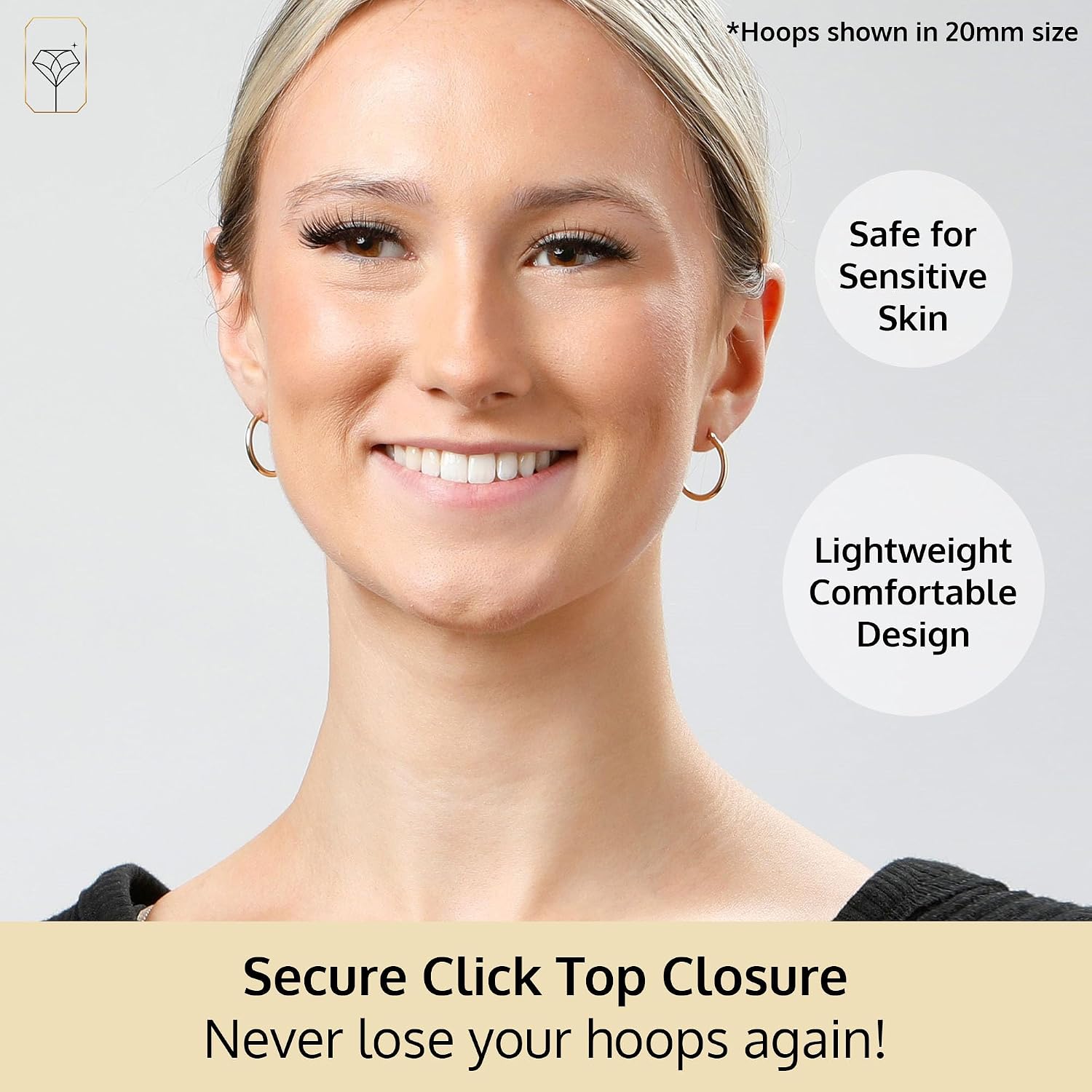 10K or 14K Gold Hoop Earrings for Women | Hypoallergenic Small to Large 12MM to 50MM Hoop Earrings with Secure Click Tops | Yellow or White Gold Classic Hoops in 2MM Thick Tube by