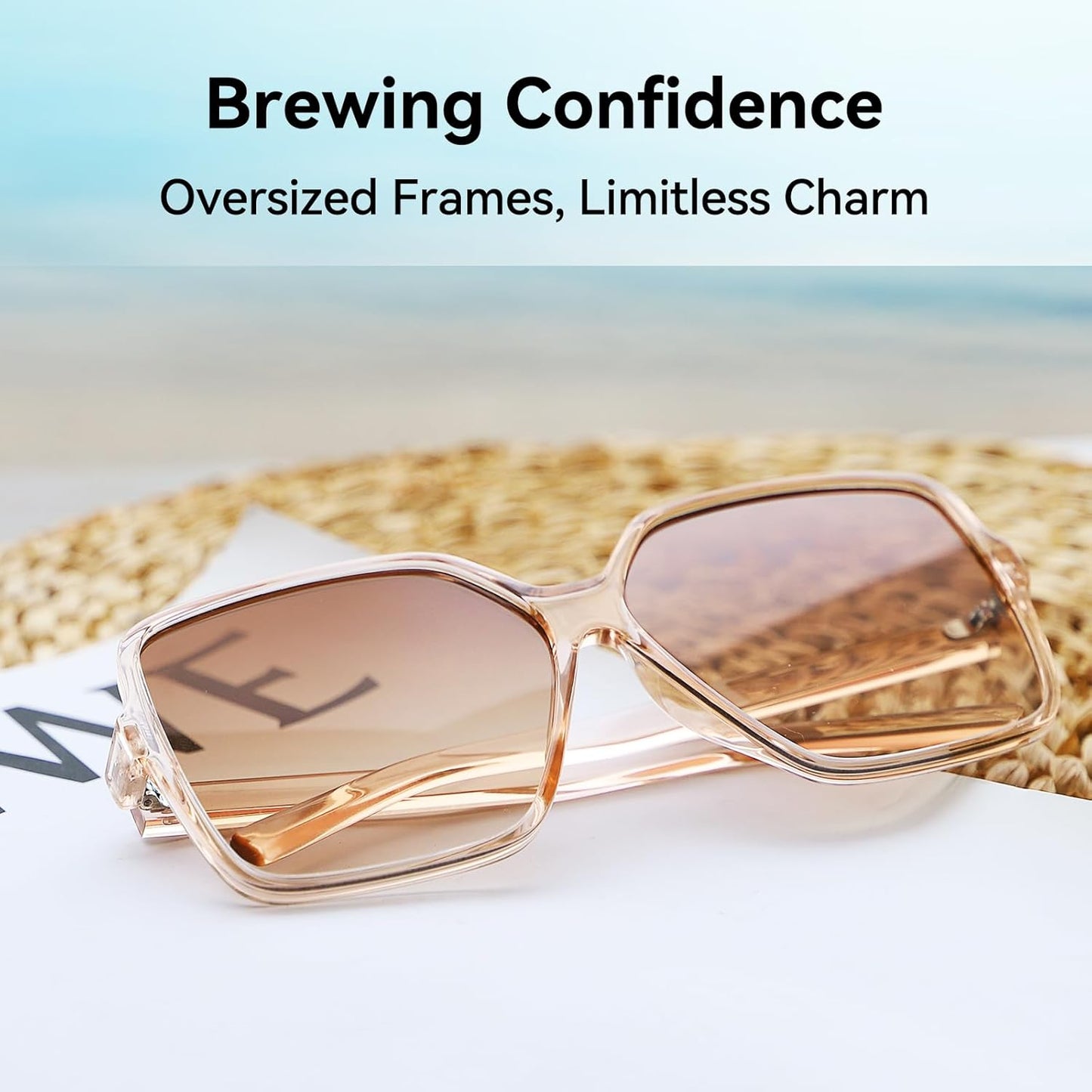Oversized Square Sunglasses for Women Big Large Wide Trendy Shades | UV400 Protection Extra Huge Black Fashion Sun Glasses,Driving,Travel Beach,70S 80S Outfit Accessories