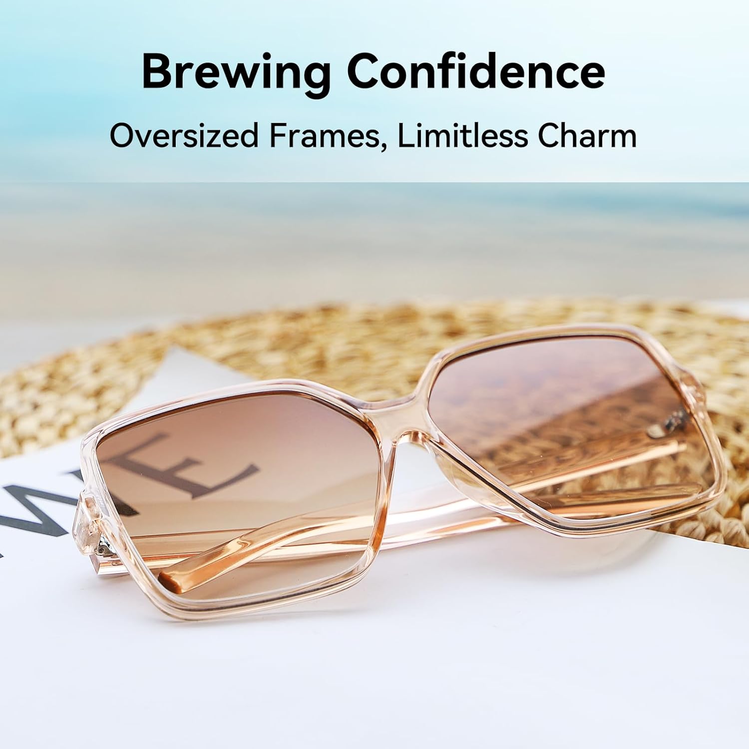Oversized Square Sunglasses for Women Big Large Wide Trendy Shades | UV400 Protection Extra Huge Black Fashion Sun Glasses,Driving,Travel Beach,70S 80S Outfit Accessories