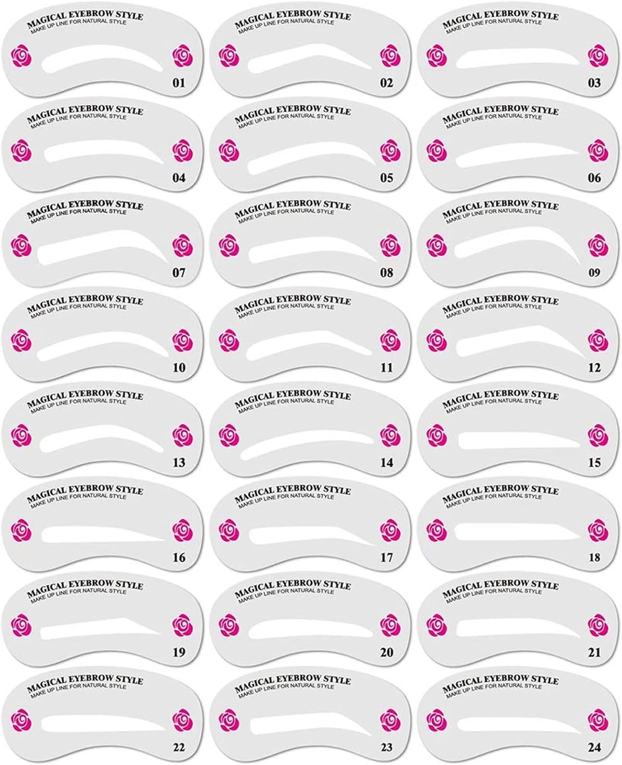 24 PCS Eyebrow Shaping Stencils,  Eyebrow Grooming Stencil Kit | Shaping Templates DIY Tools for Eyebrows Shaping