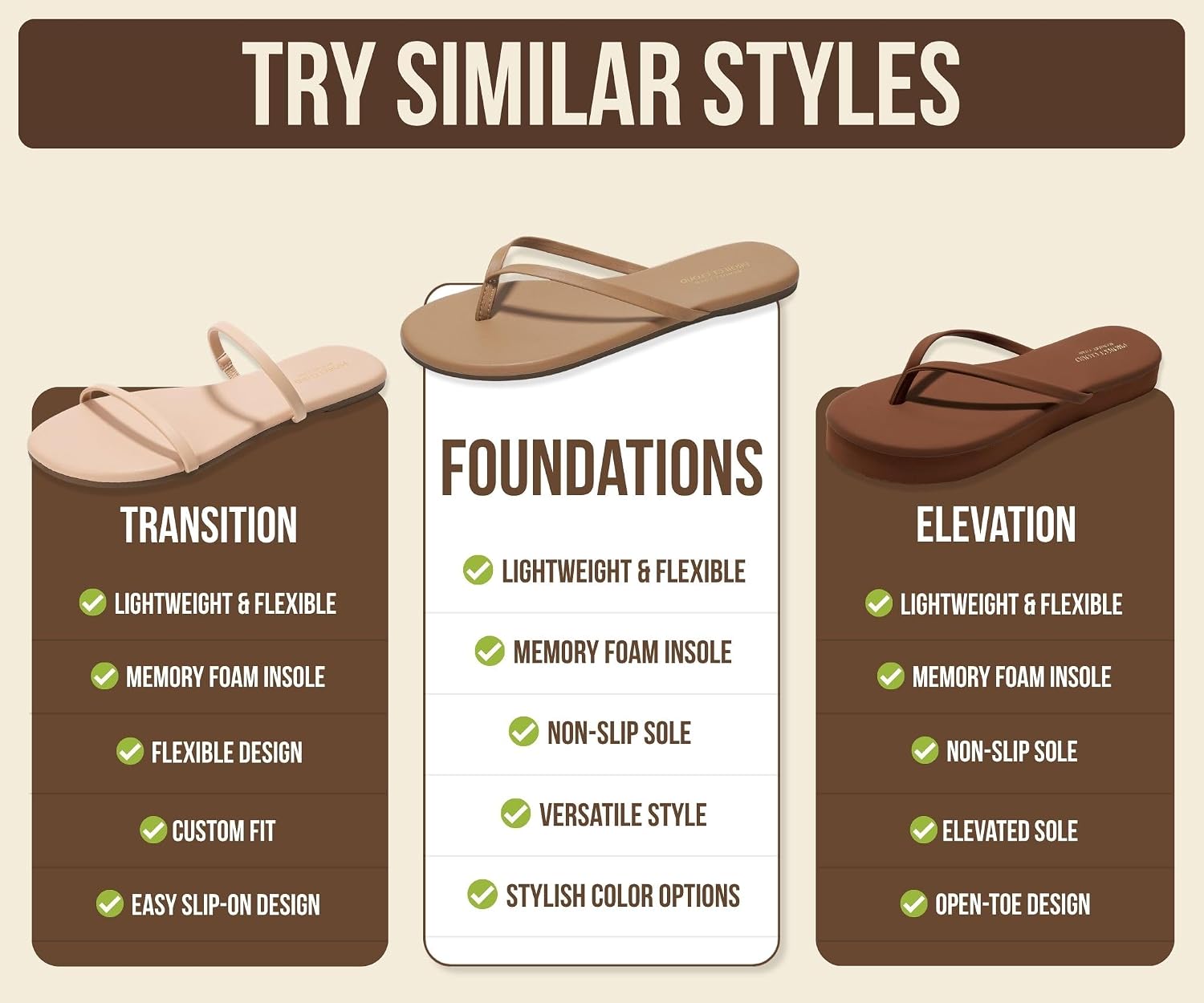 Flip Flops for Women Memory Foam Flats Sandals (Foundations) | Lightweight and Durable Non-Slip Solewomens Sandals - Beach Essentials Womens Flat Sandals for Everyday Comfort Daily Wear