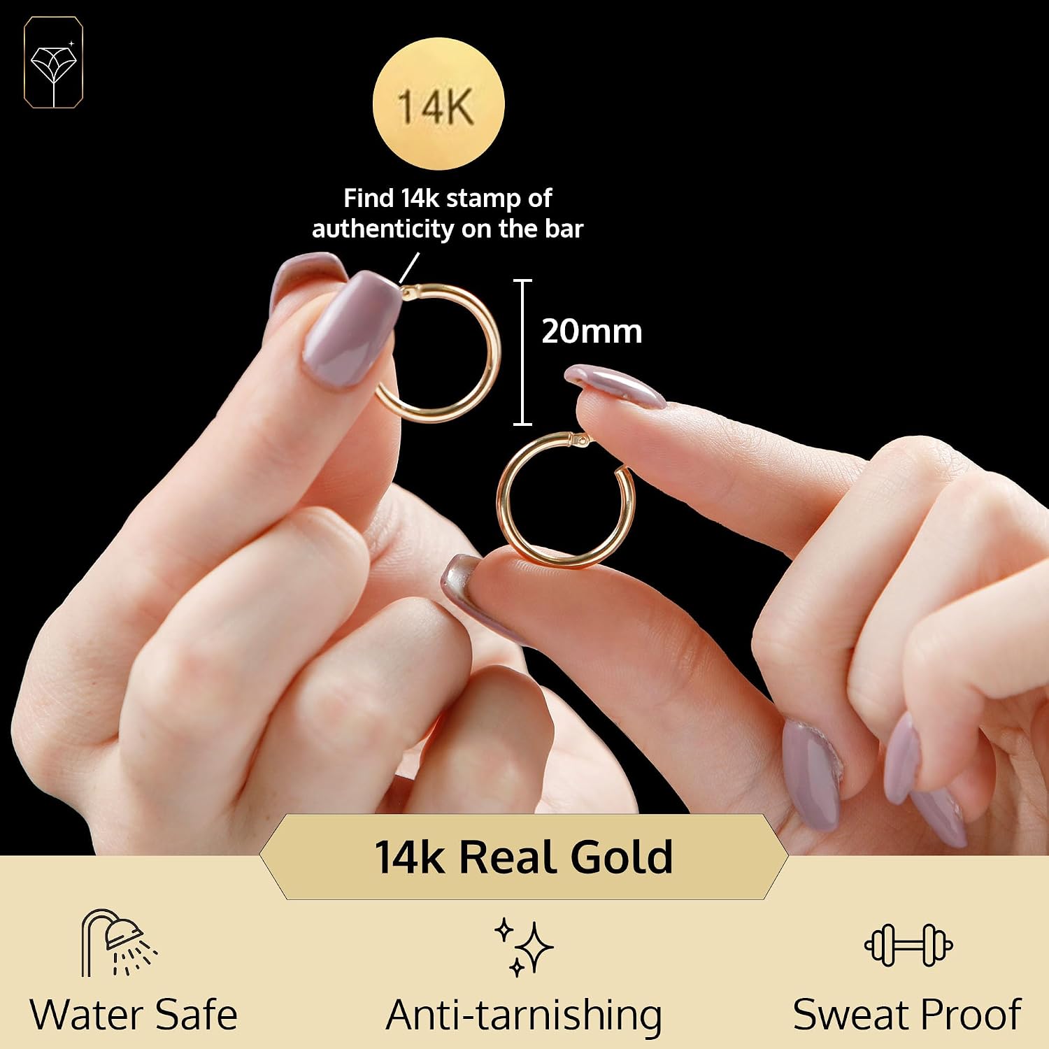 10K or 14K Gold Hoop Earrings for Women | Hypoallergenic Small to Large 12MM to 50MM Hoop Earrings with Secure Click Tops | Yellow or White Gold Classic Hoops in 2MM Thick Tube by