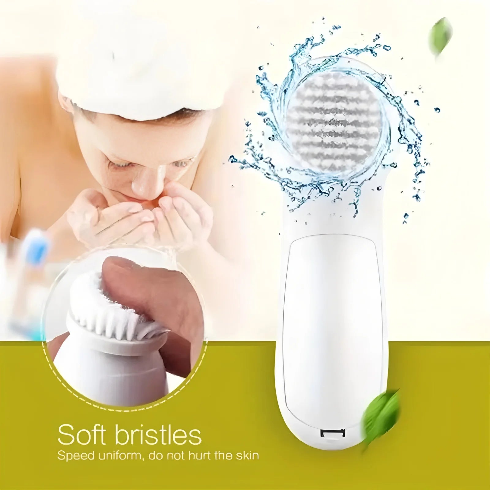 2026 Electric Facial Cleaner 5 in 1 Face Cleansing Brush Wash Machine Spa Skin Care Massager Battery-Powered（Without Battery）