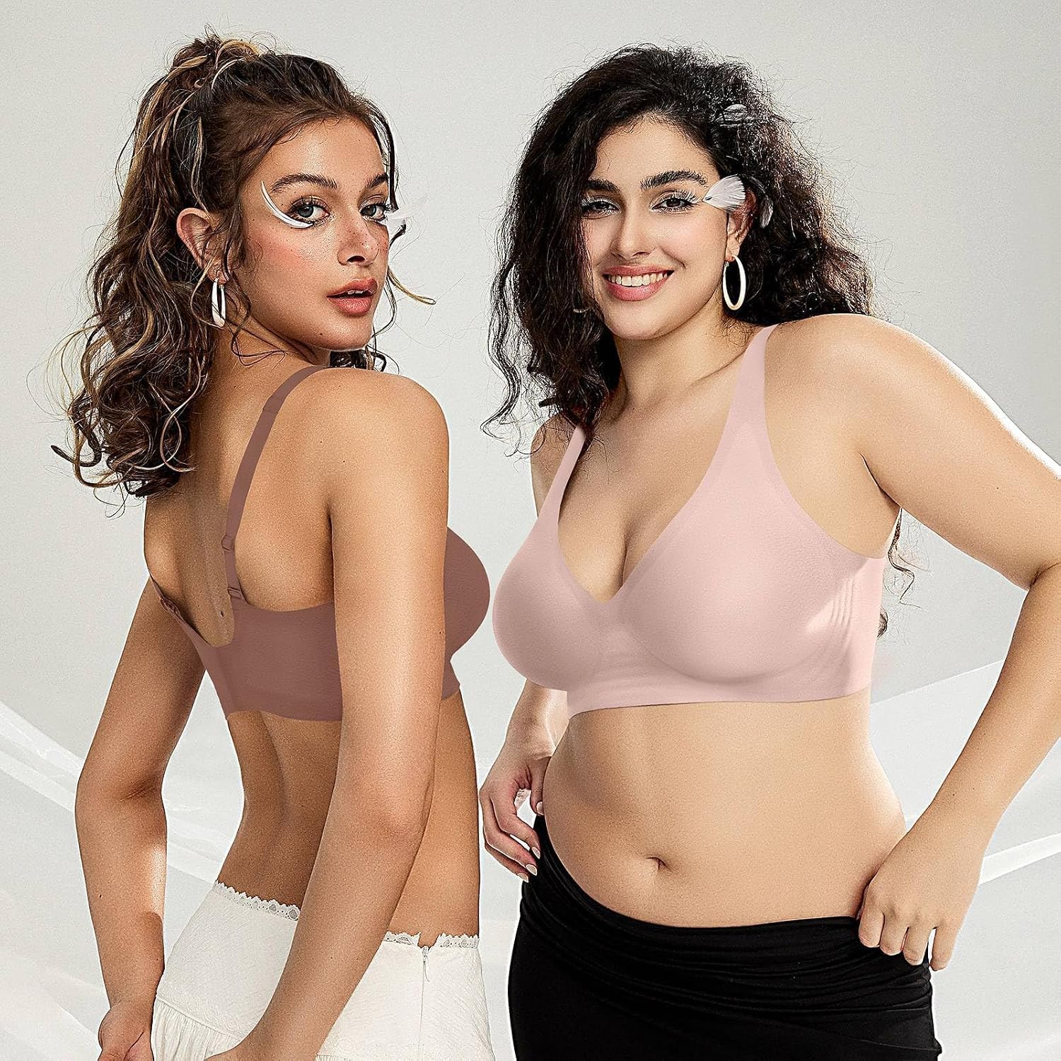 Womens Jelly Bras Wireless Deep V Bralette Comfy Push up Tshirt Bras | Comfortable,Support and Lift,No Underwire,Bralettes,Plunge,Full Coverage,Invisible,Balconette,Minimizer,No Show,Soft