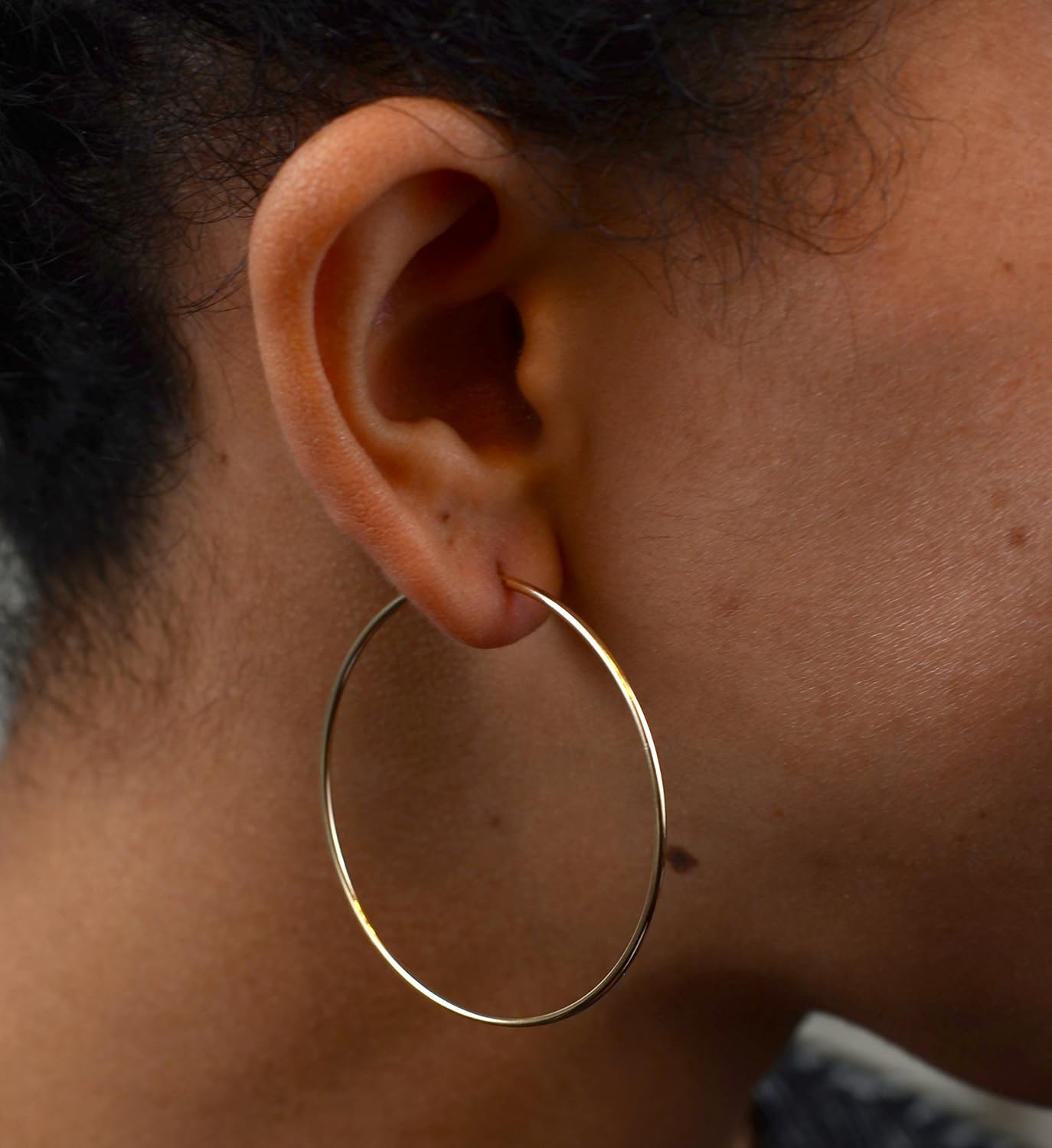 Genuine 14K Gold Endless Hoop Earrings, 1.25Mm Thick Tube
