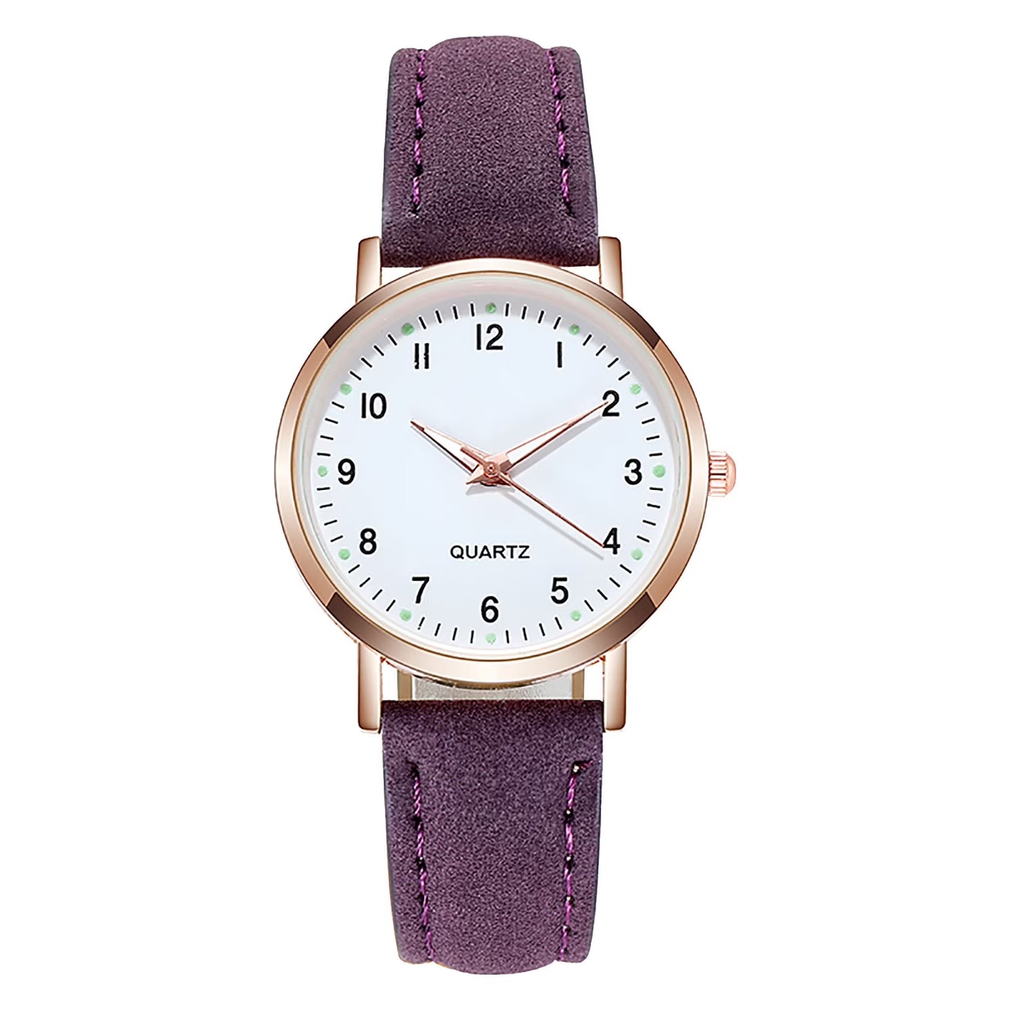 Women'S Watches, Classic Quartz Watch with Luminouse Easy Read Dial, Leather Watch Band, Vintage Small Face round Watches for Women, Birthday Gift for Ladies (Purple)