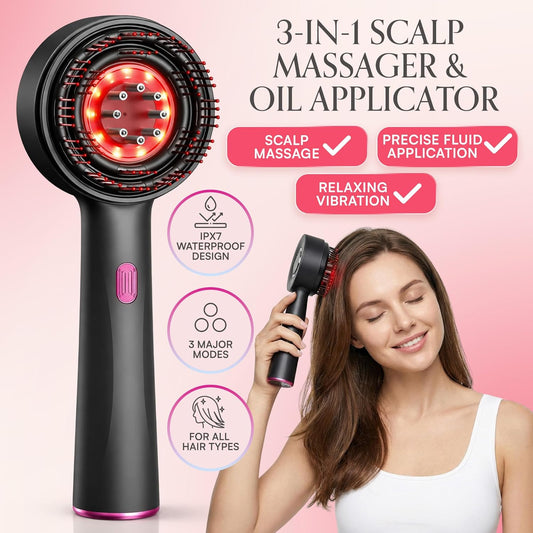 Electric Scalp Massager 3-In-1 – Cordless Head Massager & Hair Oil Applicator, Refillable Tank, IPX7 Waterproof Scalp Brush for Home & Travel, Women and Men