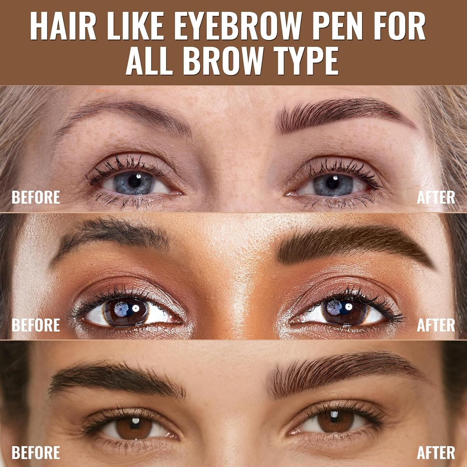 Eyebrow Pen - Eyebrow Pencil,2-In-1 Eyeliner Dual-Ended Brush-Tip Microblading 4D Eyebrow Pencils for Women,Long Lasting Waterproof Hair-Like Brow Pencil,With Eyebrow Brush,Darkbrown