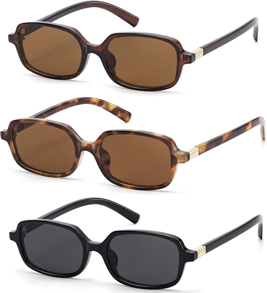 Trendy Rectangle Sunglasses for Women Men Retro Fashion Y2K Shades | 90S Small Square Sun Glasses
