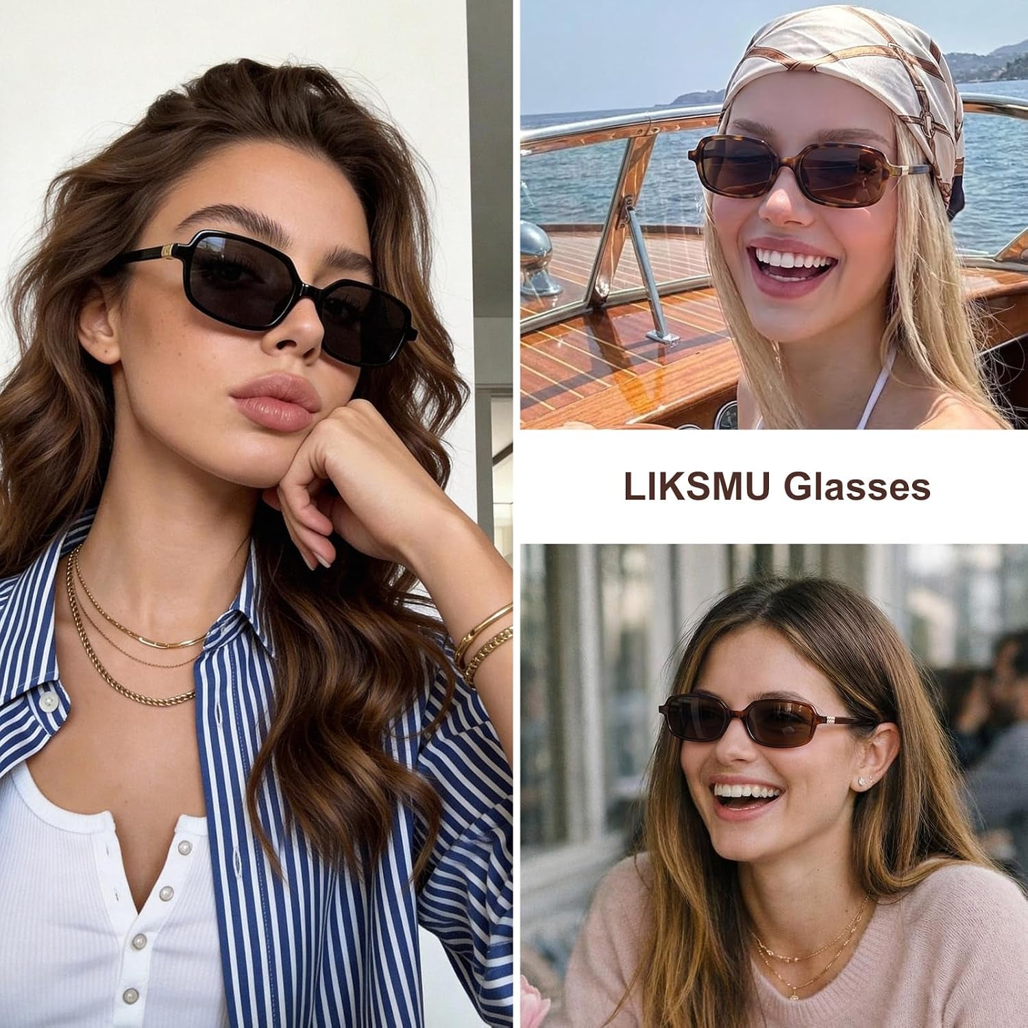 Trendy Rectangle Sunglasses for Women Men Retro Fashion Y2K Shades | 90S Small Square Sun Glasses