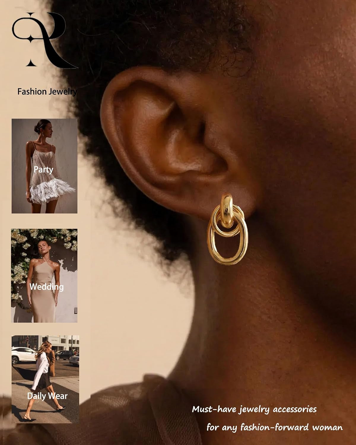 14K Gold Plated 925 Sterling Silver Posts Knot Statement Earrings for Women Hypoallergenic Trendy Chunky Drop Dangle Earrings Lightweight Fashoin Accessories Gold Jewelry Gifts for Womens