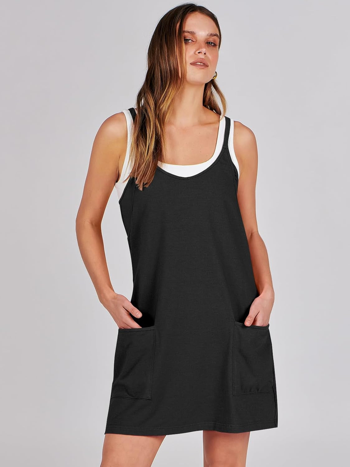 Women Athletic Dress Summer Tennis Workout Active Sports Mini Romper Dress Built in Shorts Travel Vacation Clothes