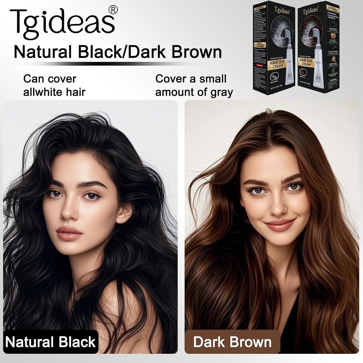 Hair Dye Comb Root Touch Up, Ammonia Free Gray Coverage, Black | Natural Plant Extract Hair Color Cream with No Mix Formula. Easy Gray Hair Coverage for Men & Women without Bleaching, 2.8Oz