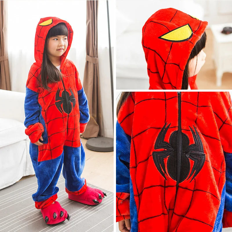 Spider Plush Onesie Pajamas for Adults Winter Fleece Sleepwear Cool Superhero Costume Birthday Christmas Gift