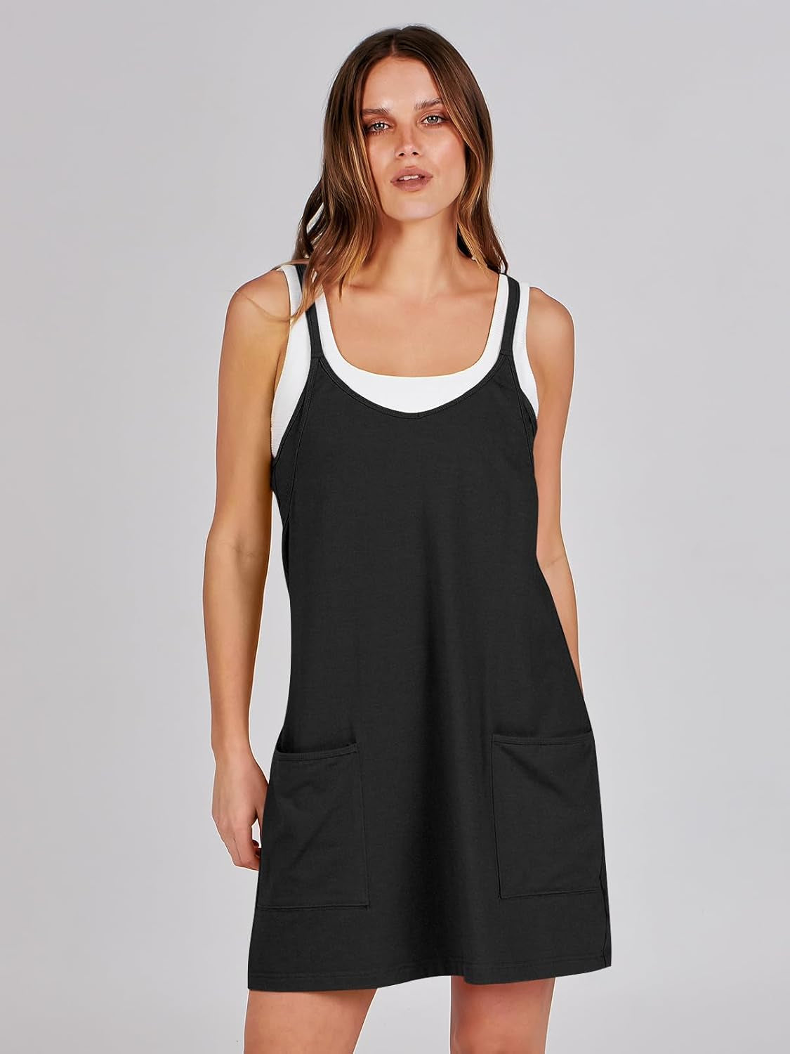 Women Athletic Dress Summer Tennis Workout Active Sports Mini Romper Dress Built in Shorts Travel Vacation Clothes