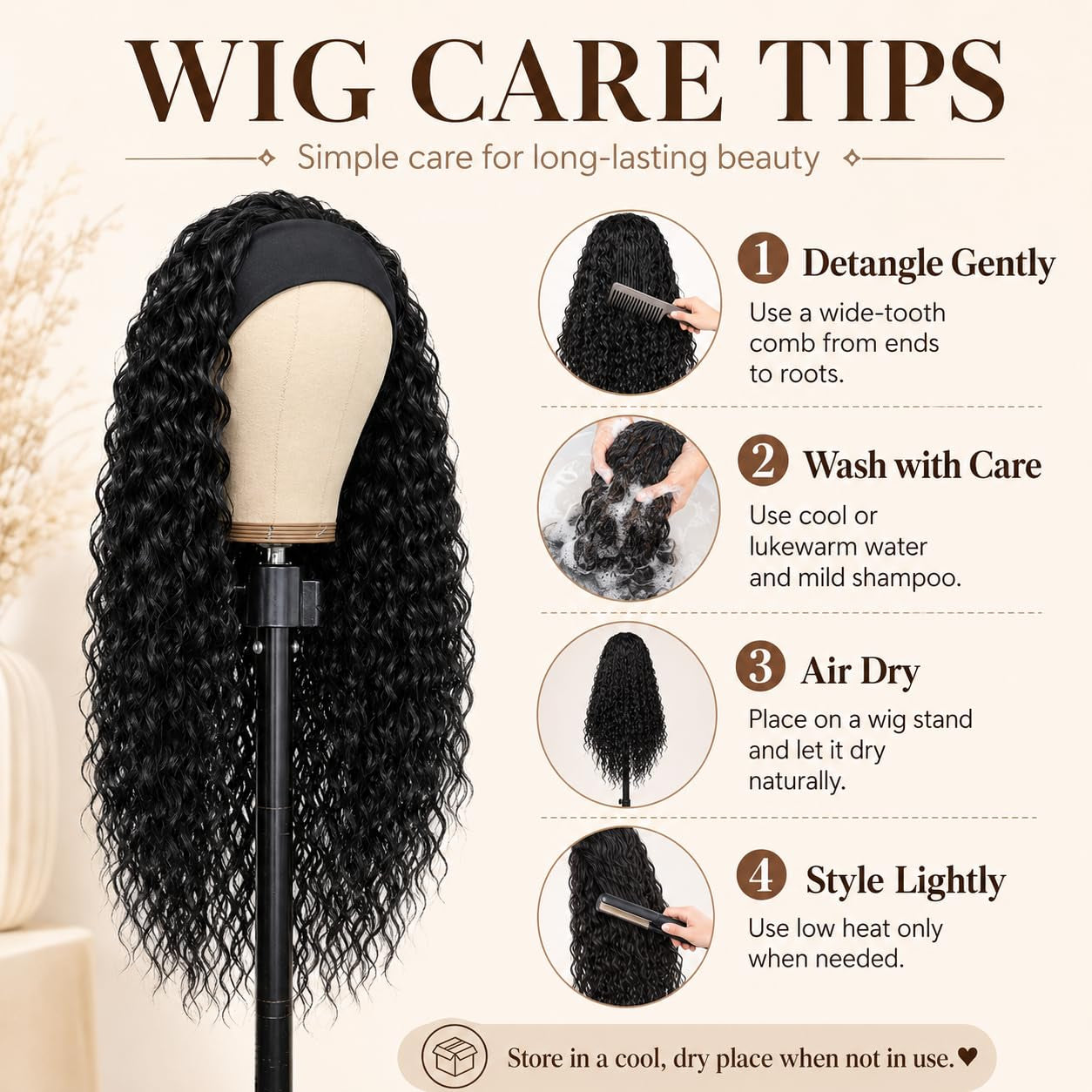 New Headband Wigs for Black Women Wet and Wavy Headband Wig Curly Wave Synthetic Wigs Glueless Heat Resistant Long Wigs for Daily Party Use (24 Inches)