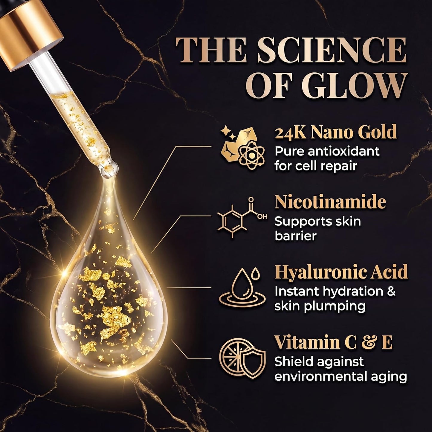 24K Gold Serum for Face, 2-Pack Anti-Aging Moisturizer with Vitamins, Collagen Booster Serum & Hyaluronic Acid for Fine Lines & Firming, 2.02 Fl Oz
