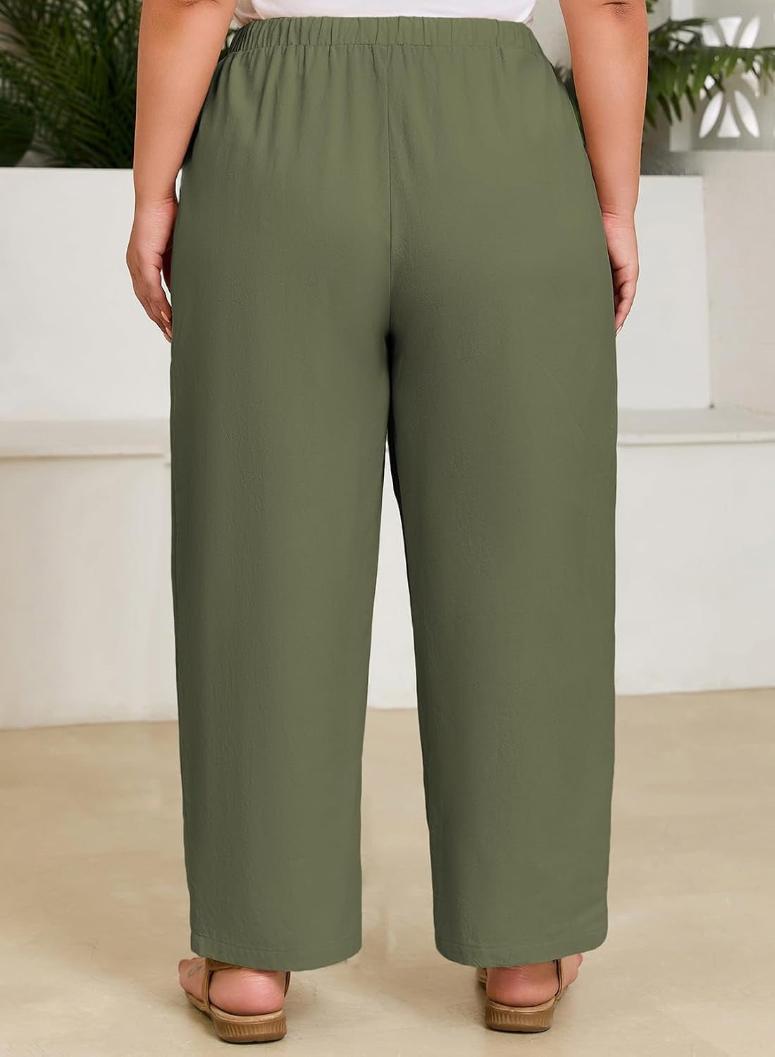 plus Size Pants for Women(1X-5X) | Elastic Waist Drawstring, Loose Casual Palazzo Pants, Lounge Trouser with Pockets