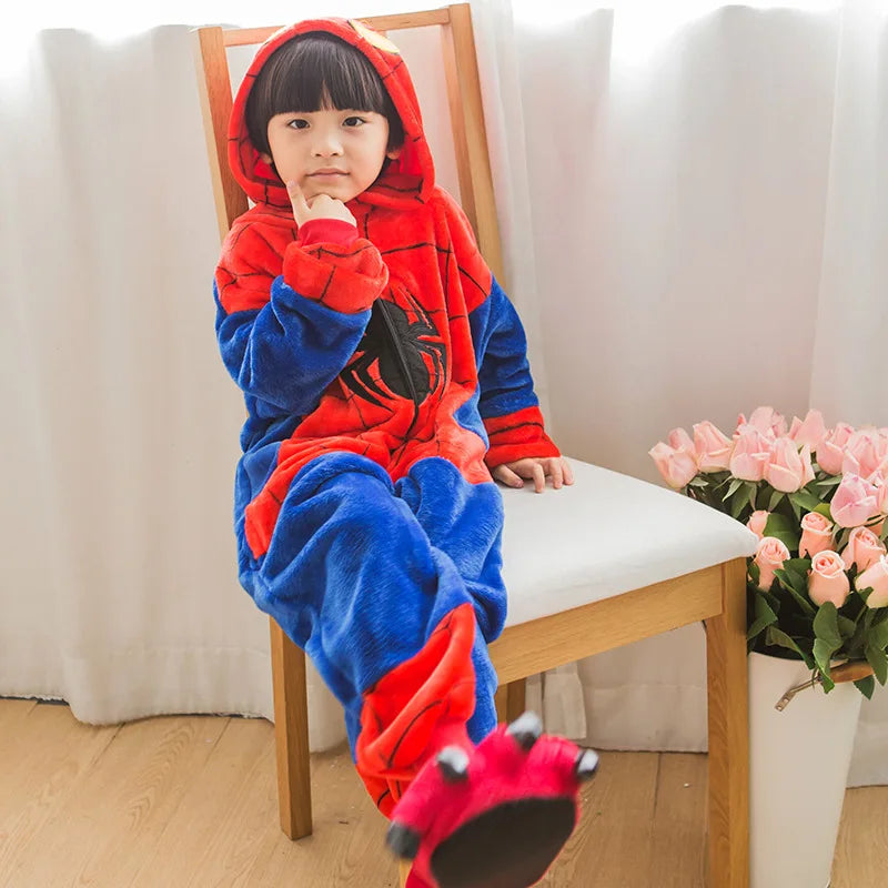 Spider Plush Onesie Pajamas for Adults Winter Fleece Sleepwear Cool Superhero Costume Birthday Christmas Gift
