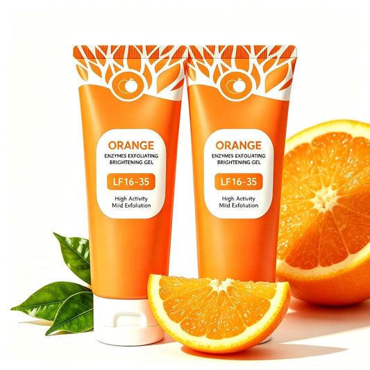2Pcs Orange Enzyme Exfoliating Gel for Face and Body, Deep Clean Pores, Remove Blackheads, Exfoliating Moisturizing Natural Orange Peeling Gel Scrub for All Types Skin