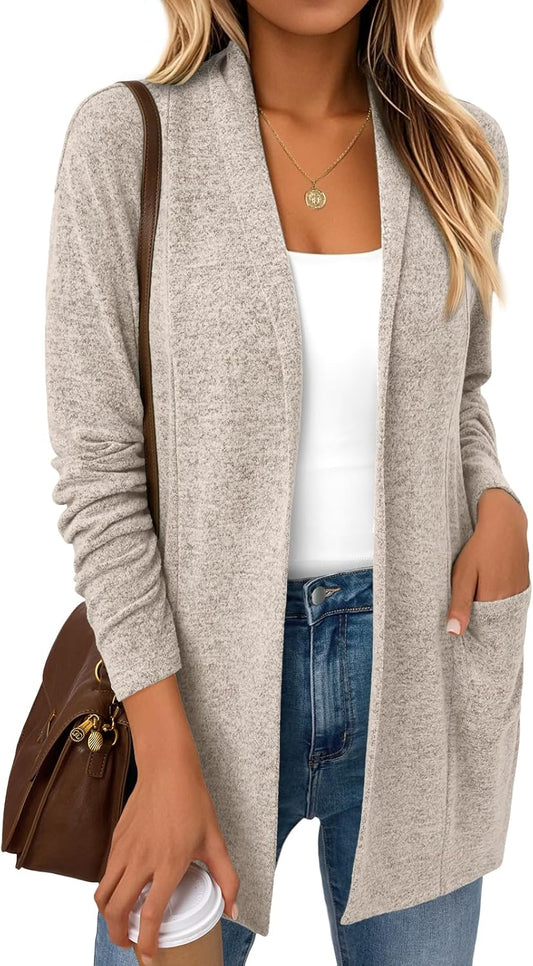 Cardigan Sweaters for Women Lightweight Cardigans Fall Outfits | Open Front Long Cardigan with Pockets, Business Casual Travel Outfits
