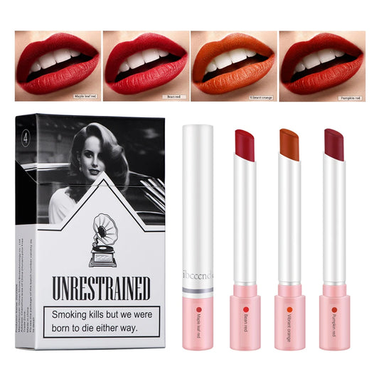 4 Colors Makeup Lipstick Cosmetics Lipstick Set Lip Tint Lip Gloss Waterproof Maquillaje Matte Long Lasting Make up Pomade Kits