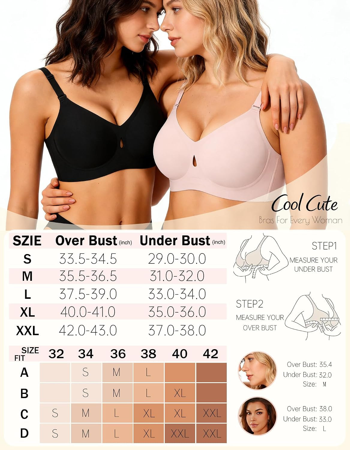 Sexy Jelly Push up Wireless Bras for Women Everyday No Underwire Bralettes | Seamless Gel V Neck T Shirt Full Coverage Minimizer Bras,Buttery Soft Comfort,No Rolling Riding Up,Support Lift All-Day Wear
